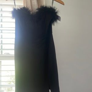 New with tags black fur lined dress